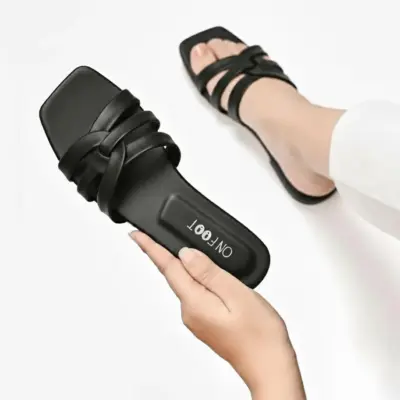 Loom Step 039 Black Women’s Textured Rexine Flats