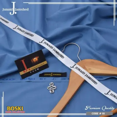 Men’s Unstitched Boski Suit – Premium Plain Blue 4 Meter Summer Fabric (J. Style)