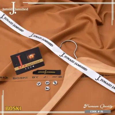 Men’s Unstitched Boski Suit – Premium Plain Orange 4 Meter Summer Fabric (J. Style)