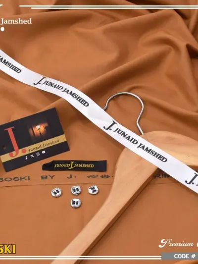 Men’s Unstitched Boski Suit – Premium Plain Orange 4 Meter Summer Fabric (J. Style)
