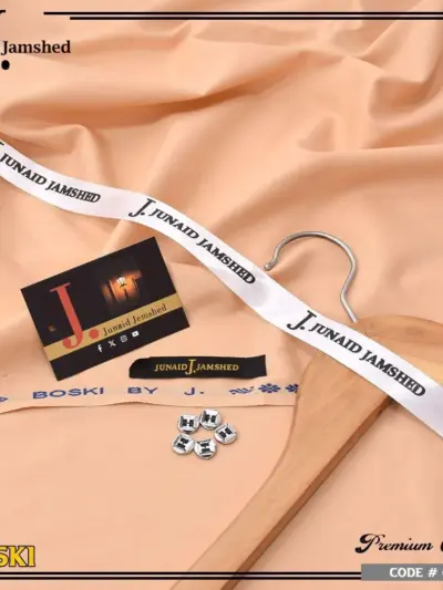 Men’s Unstitched Boski Suit – Premium Plain Peach 4 Meter Summer Fabric (J. Style)