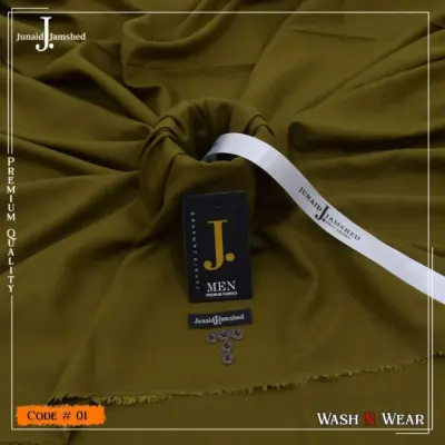 Men’s Unstitched Boski Plain Suit – Green (4 Meter Fabric)