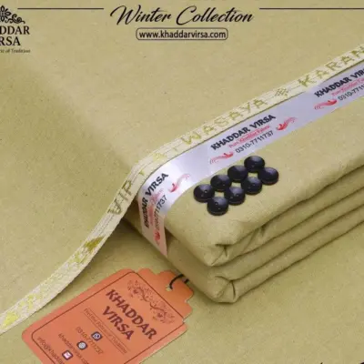 Men’s Unstitched Khaddar Plain Suit – Green (7 Meter Fabric)