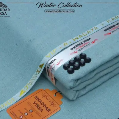 Men’s Unstitched Khaddar Plain Suit – Turquoise, 7 Meter Winter Fabric