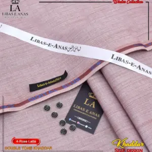 Men’s Unstitched Khaddar Textured Suit – Pink, 4 Meter Fabric