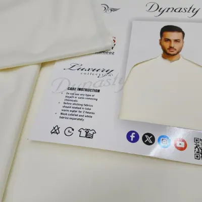 Men’s Ivory Wash and Wear Plain Unstitched Suit – All Season