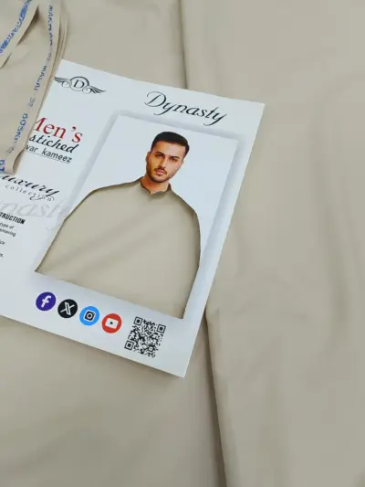 Men’s Beige Wash and Wear Plain Unstitched Suit – All Season