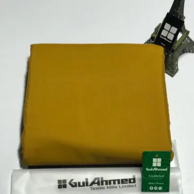 Men’s Unstitched Wash and Wear Plain Suit – Mustard