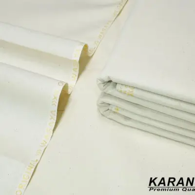 Men’s Unstitched Karandi Plain Suit – Off White