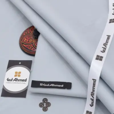 Men’s Unstitched Cotton Sotton Plain Suit – Silver (4 Meter)