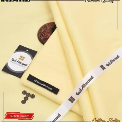 Men’s Unstitched Cotton Sotton Plain Suit – Yellow (4 Meter)