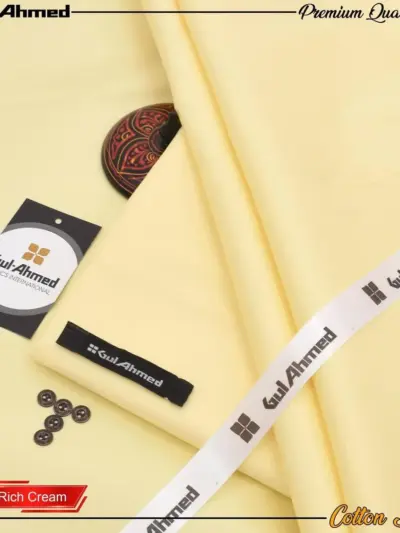Men’s Unstitched Cotton Sotton Plain Suit – Yellow (4 Meter)