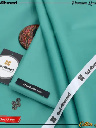 Men’s Unstitched Cotton Sotton Plain Suit – Turquoise (4 Meter)
