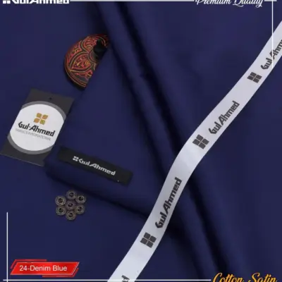 Men’s Unstitched Cotton Sotton Plain Winter Suit – Blue Color – 4 Meter Fabric