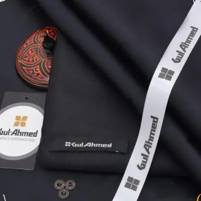 Men’s Unstitched Cotton Sotton Plain Winter Suit – Black – 4 Meter Fabric