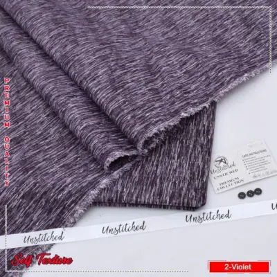 Men’s Unstitched Wash & Wear Self Print Purple Suit – 4 Meter