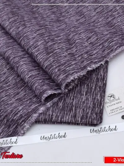 Men’s Unstitched Wash & Wear Self Print Purple Suit – 4 Meter