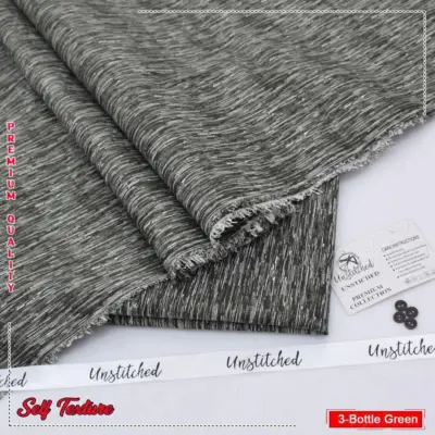 Men’s Unstitched Wash & Wear Self Print Green Suit – 4 Meter