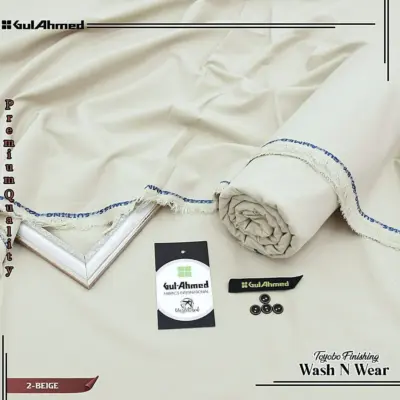 Men’s Unstitched Wash & Wear Plain Off White Suit – 4 Yards