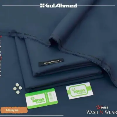 Men’s Unstitched Wash & Wear Plain Blue Suit – 4 Yards