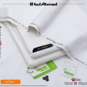 Men’s Unstitched Wash and Wear Plain Suit – Off White