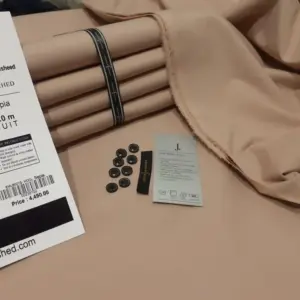 Men’s Unstitched Wash and Wear Plain Suit – Beige (4 Meter)