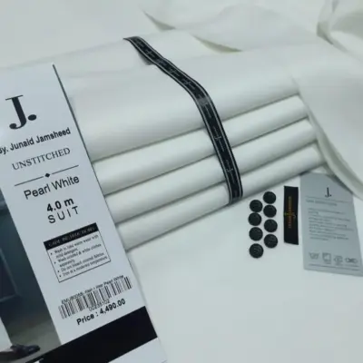 Men’s Unstitched Wash and Wear Plain Suit – Off White – 4 Meter Cutting