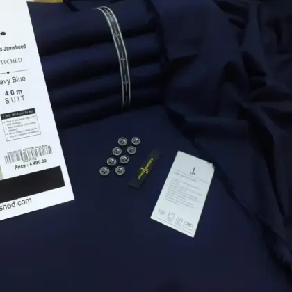 Men’s Unstitched Wash and Wear Plain Suit – Blue – 4 Meter Cutting