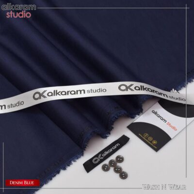 Men’s Unstitched Blue Boski Plain Suit – 4 Meter Fabric