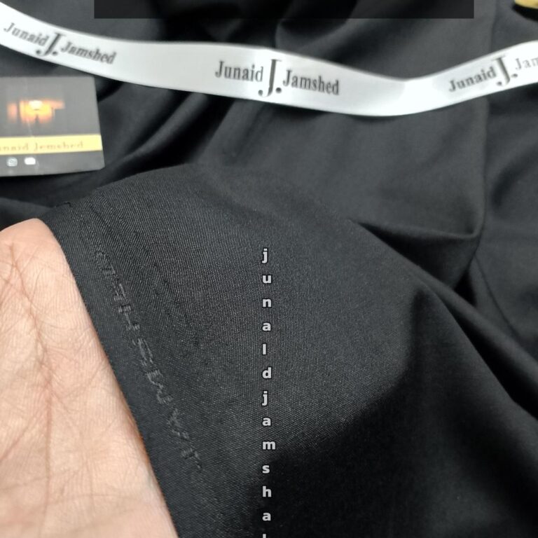 Men’s Unstitched Black Boski Plain Suit – 4 Meter Fabric