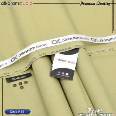 Men’s Unstitched Beige Wash and Wear Plain Suit – 4 Meter Fabric