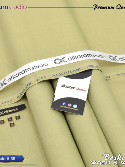 Men’s Unstitched Beige Wash and Wear Plain Suit – 4 Meter Fabric