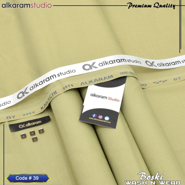 Men’s Unstitched Beige Wash and Wear Plain Suit – 4 Meter Fabric