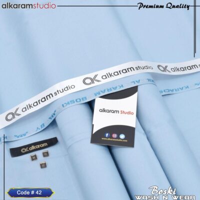 Men’s Unstitched Silver Wash and Wear Plain Suit – 4 Meter Fabric