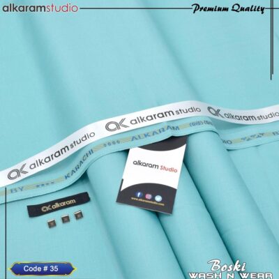 Men’s Unstitched Boski Plain Suit – Turquoise (4 Meter)