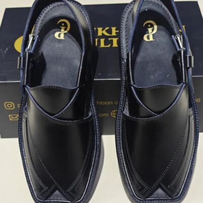 Men's Leather Peshawari Chappal – Triple Gear Burgundy Round Shape Medium Sole