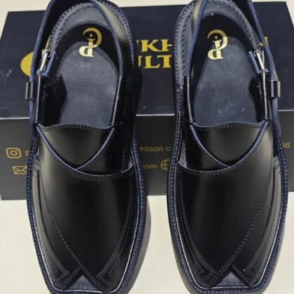 Men's Leather Peshawari Chappal – Triple Gear Burgundy Round Shape Medium Sole