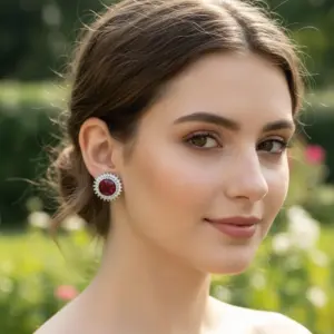 Temperament Aura Women’s Funky Crystal Earrings Silver Plated 2 Pcs