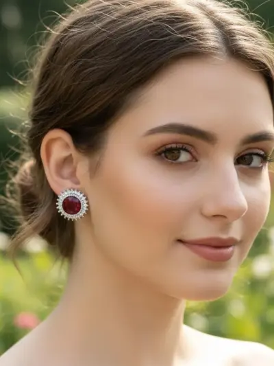 Temperament Aura Women’s Funky Crystal Earrings Silver Plated 2 Pcs