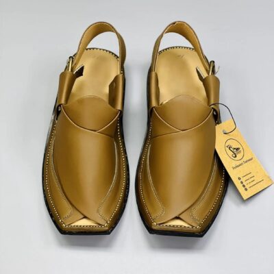 Men's Yellow PU Leather Plain Peshawari Chappal – Zalmi Inspired Handmade Design