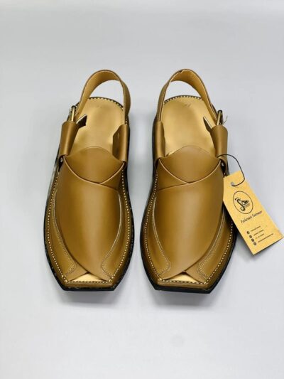 Men's Yellow PU Leather Plain Peshawari Chappal – Zalmi Inspired Handmade Design