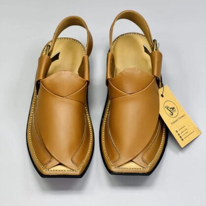 Men's Orange PU Leather Plain Peshawari Chappal – Zalmi Inspired Handmade Design