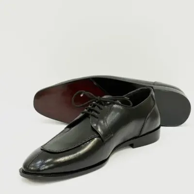 Men's Black Leather Semi-Formal Dress Shoes – Handcrafted with Leather Sole