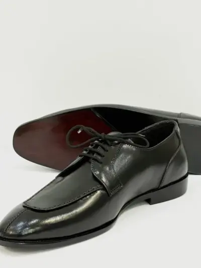 Men's Black Leather Semi-Formal Dress Shoes – Handcrafted with Leather Sole