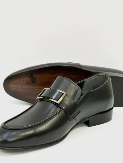 Men's Black Leather Formal Dress Shoes – Handcrafted with Leather Sole