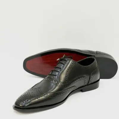 Men's Black Leather Formal Dress Shoes – Textured Leather, Sizes 40–45