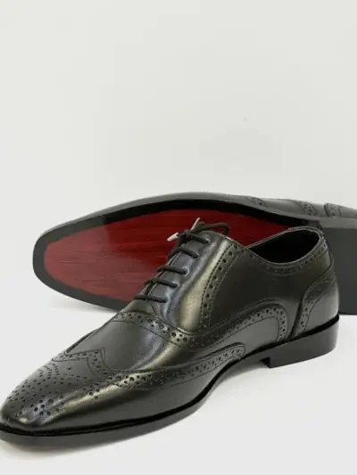 Men's Black Leather Formal Dress Shoes – Textured Leather, Sizes 40–45