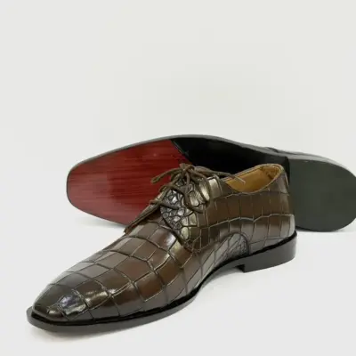 Men's Leather Fancy Dress Shoes – Brown, Handcrafted, Textured Design