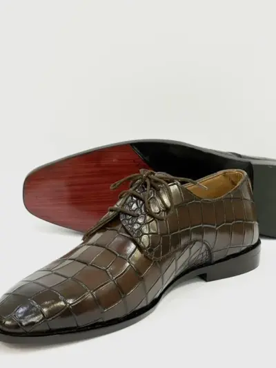 Men's Leather Fancy Dress Shoes – Brown, Handcrafted, Textured Design