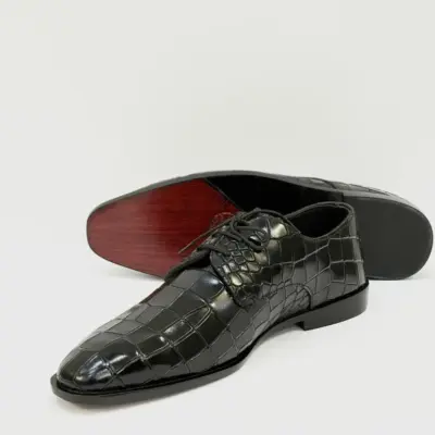 Men's Leather Fancy Dress Shoes – Black, Handcrafted, Textured Design
